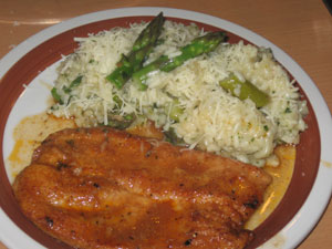 Kalbsschnitzerl mit  Spargelrisotto